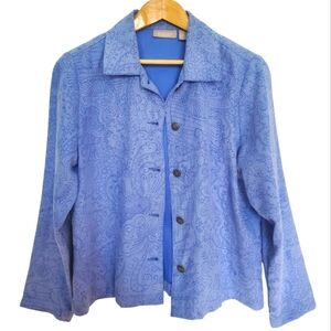 Chico's Indigo Paisley Button-Up Jacket. Size 8. B0036